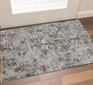 Home Outfitters 2' X 3' Brown and Ivory Abstract Power Loom Distressed Area Rug