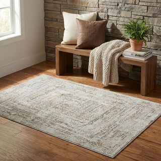 Home Outfitters 4' X 6' Beige Abstract Distressed Area Rug