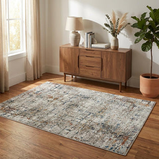 Home Outfitters 4' X 6' Gray Abstract Distressed Area Rug