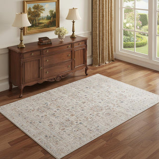 Home Outfitters 4' X 6' Beige Botanical Area Rug