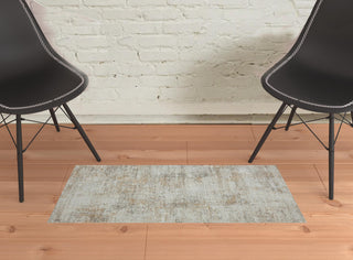 Home Outfitters 2' X 3' Gray Damask Distressed Area Rug