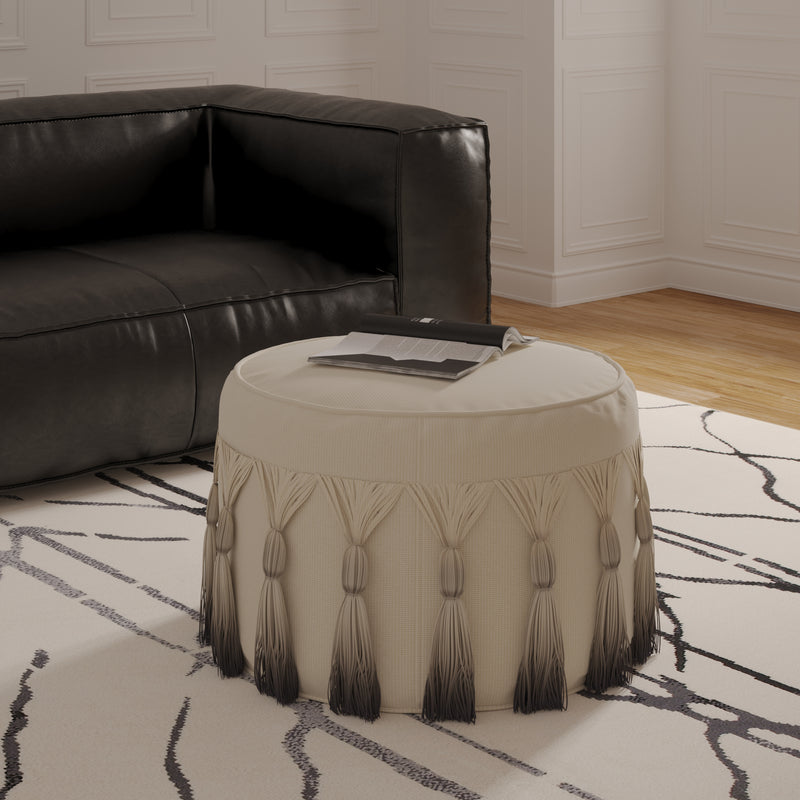 Home Outfitters 20" Beige 100% Cotton Ottoman
