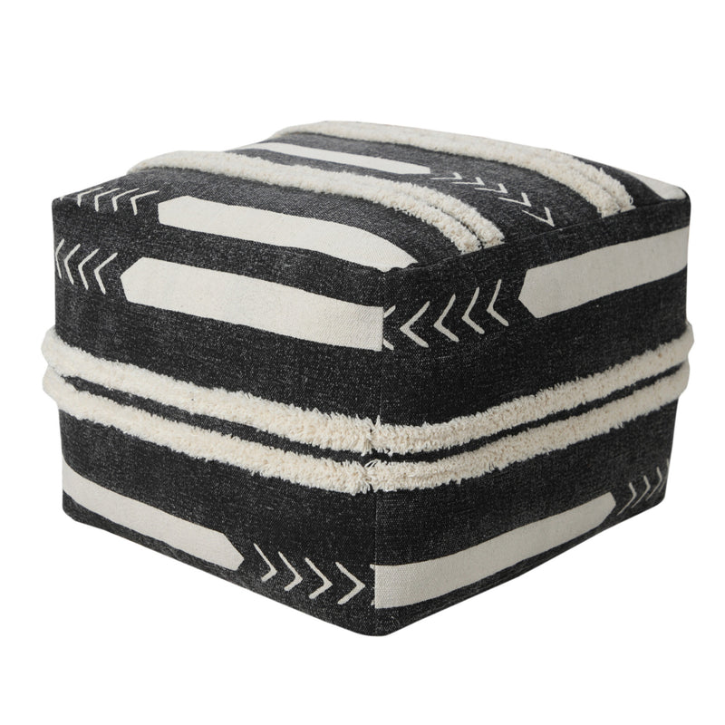 Home Outfitters 18" Black 100% Cotton Ottoman