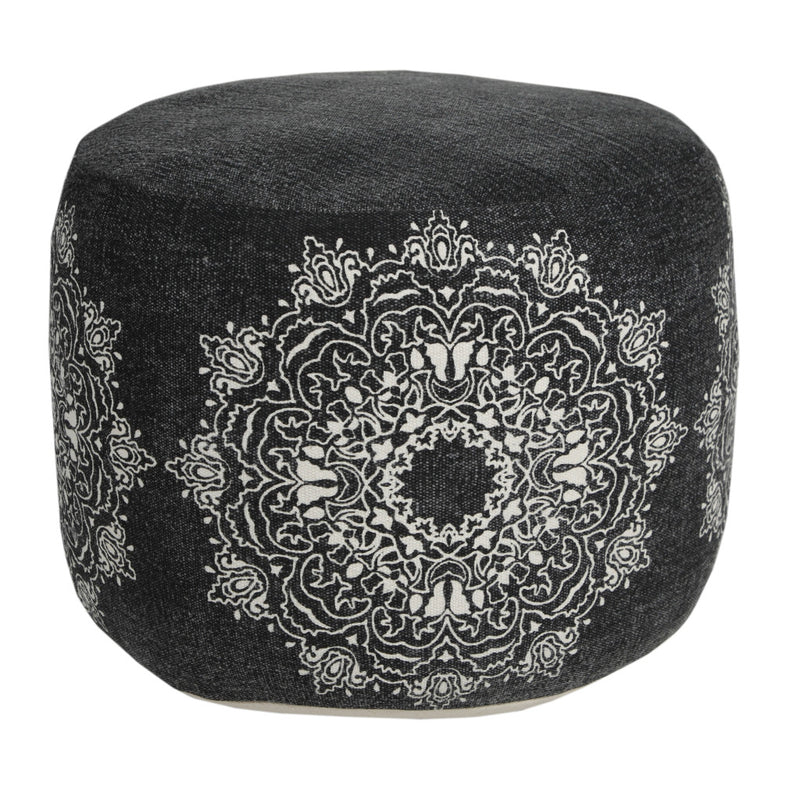 Home Outfitters 18" Black 100% Cotton Ottoman