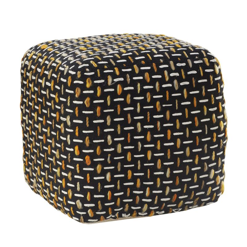 Home Outfitters 16" Black Polyester Ottoman