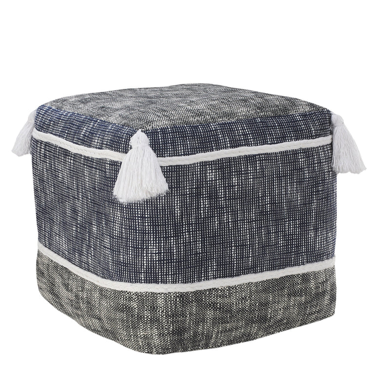 Home Outfitters 16" Blue Polyester Ottoman