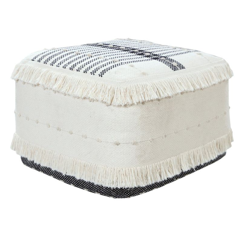 Home Outfitters 18" White 100% Cotton Ottoman