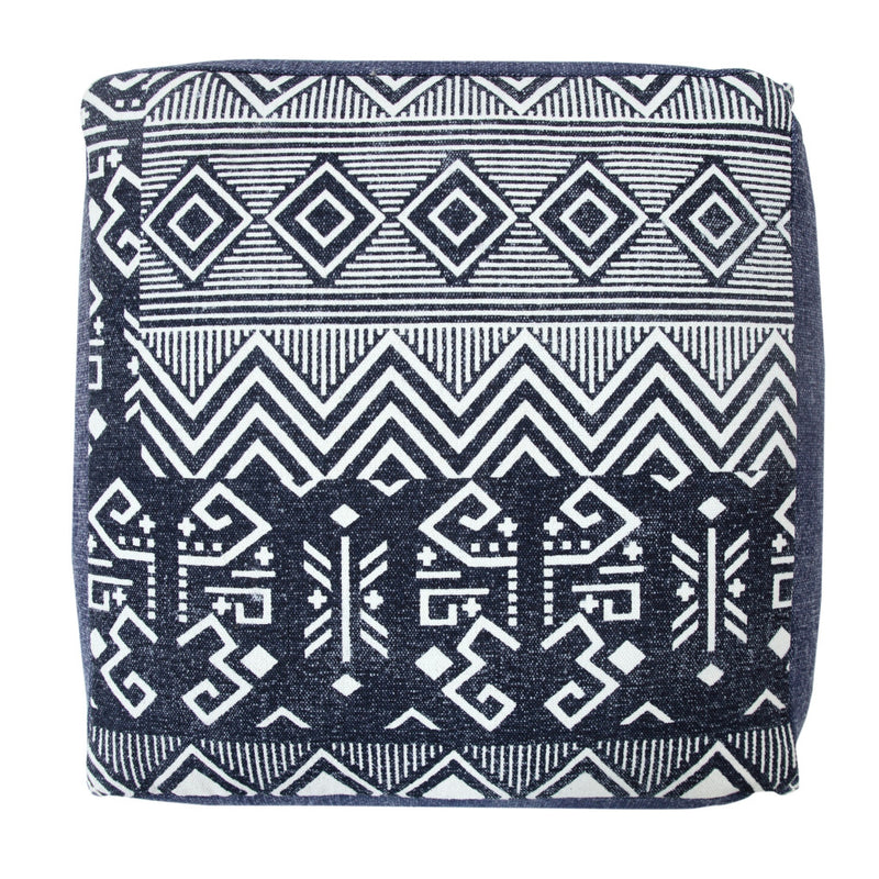 Home Outfitters 18" Blue 100% Cotton Ottoman