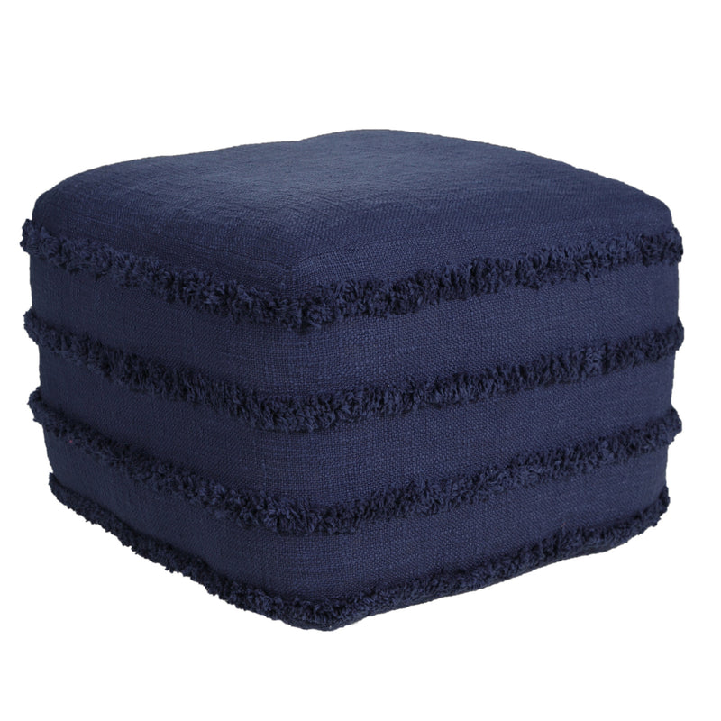 Home Outfitters 18" Blue 100% Cotton Ottoman