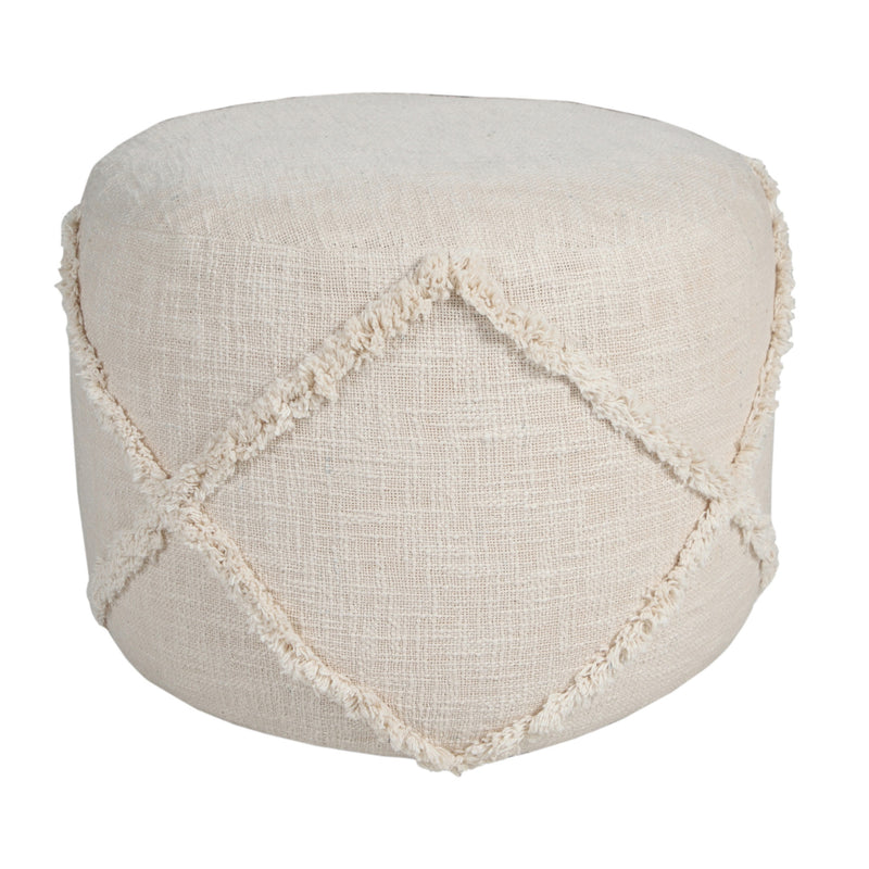 Home Outfitters 18" Cream 100% Cotton Ottoman