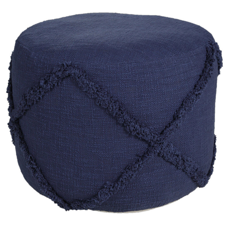 Home Outfitters 18" Blue 100% Cotton Ottoman