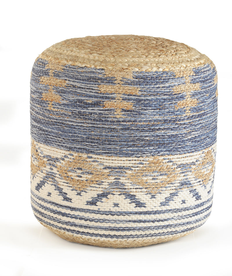 Home Outfitters 18" Blue Jute Ottoman