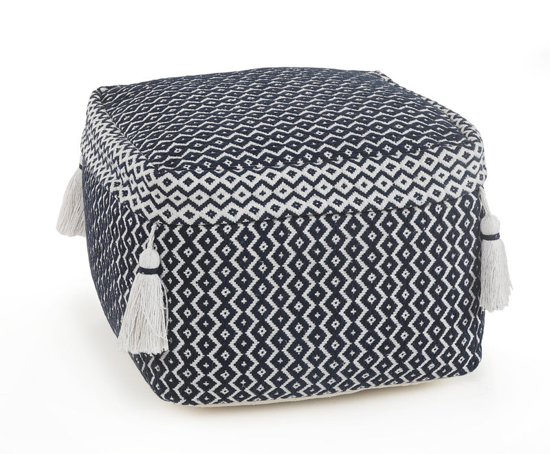 Home Outfitters 18" Blue 100% Cotton Ottoman