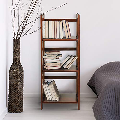 Casual Home 3-Shelf Folding Bookcase (14" Wide)-Walnut