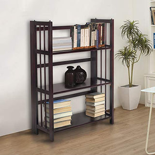 Casual Home 3-Shelf Folding Stackable Bookcase, 27.5" Wide, Espresso