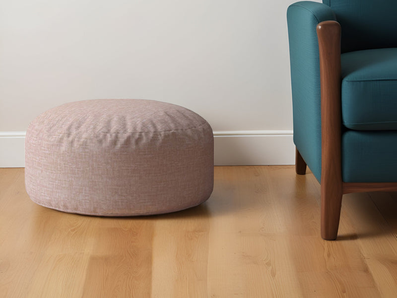 Home Outfitters 24" Pink Cotton Round Pouf Ottoman