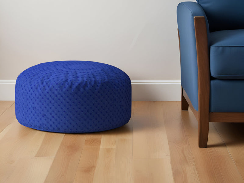 Home Outfitters 24" Blue Polyester Round Pouf Ottoman