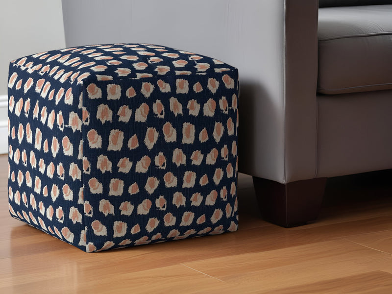 Home Outfitters 17" Blue Canvas Abstract Pouf Ottoman