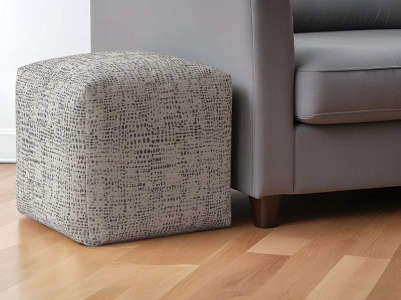 Home Outfitters 17" Beige Canvas Abstract Pouf Ottoman