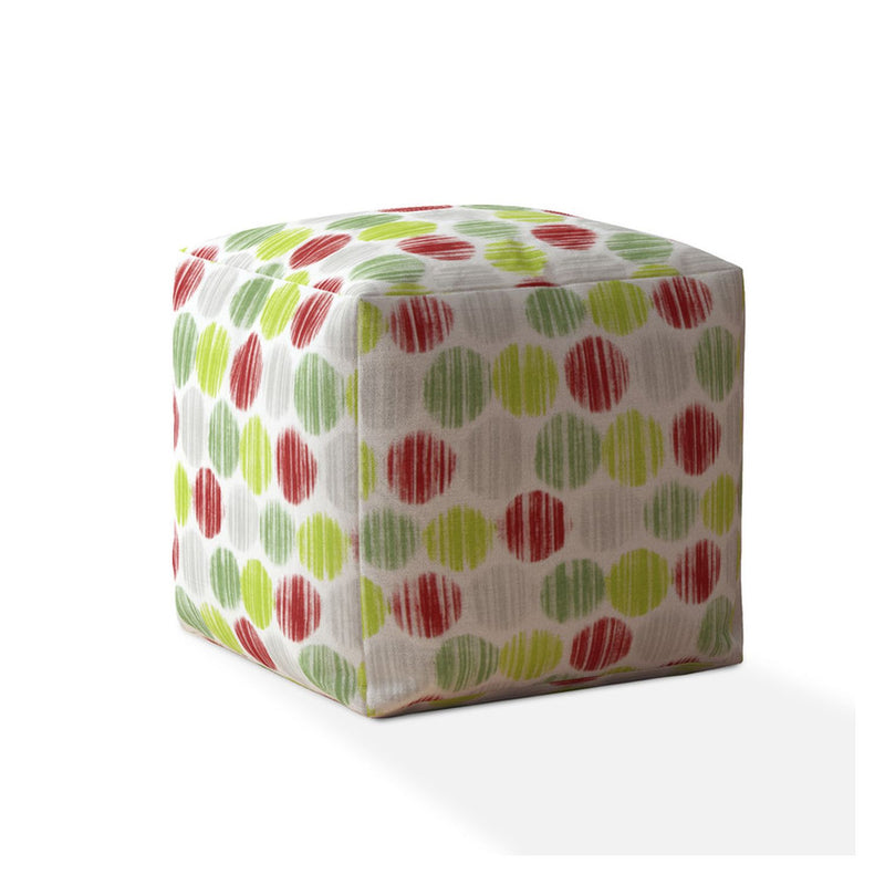 Home Outfitters 17" Red And White Cotton Polka Dots Pouf Cover