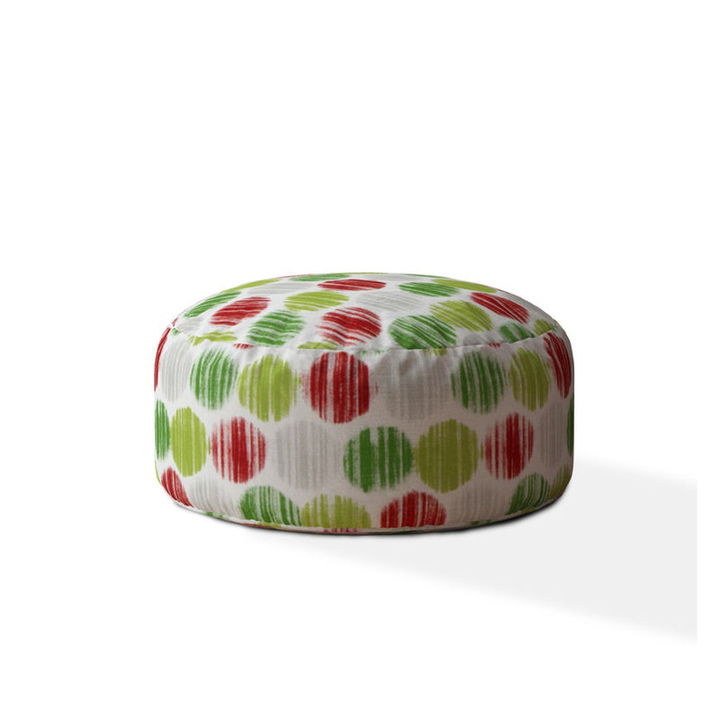 Home Outfitters 24" Red And White Cotton Round Polka Dots Pouf Cover