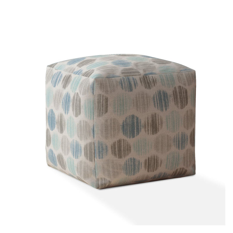 Home Outfitters 17" Blue Cotton Polka Dots Pouf Cover