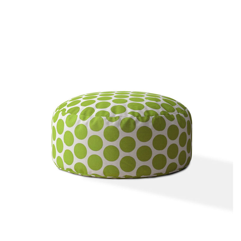 Home Outfitters 24" Green And White Cotton Round Polka Dots Pouf Cover