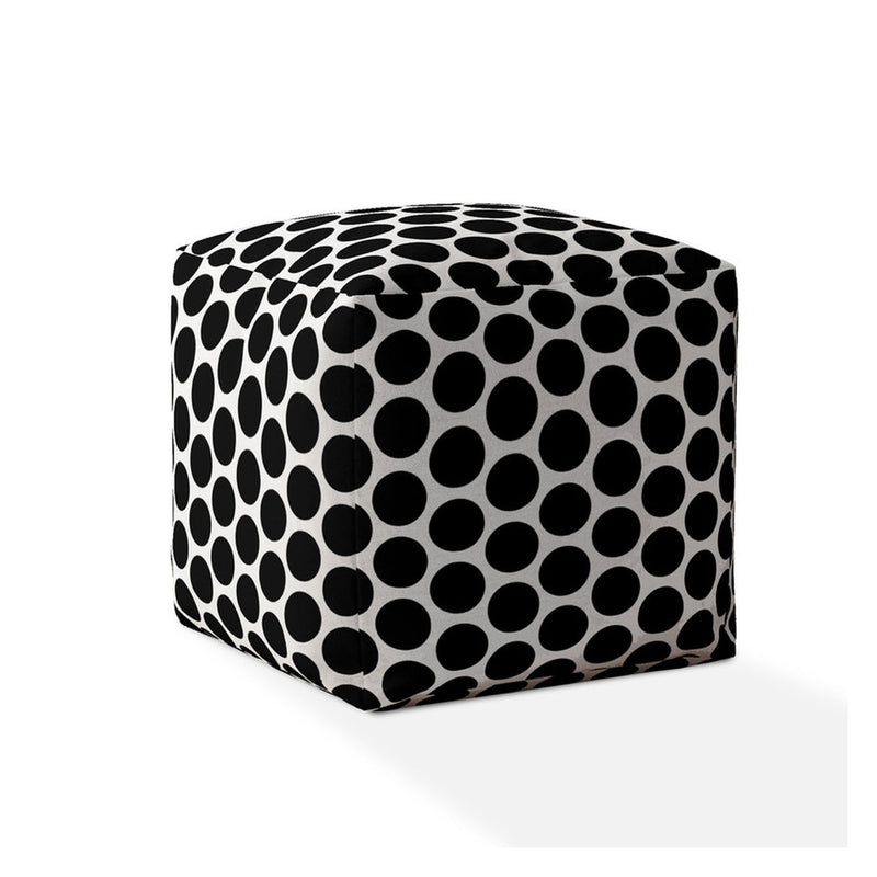 Home Outfitters 17" Black Cotton Polka Dots Pouf Cover