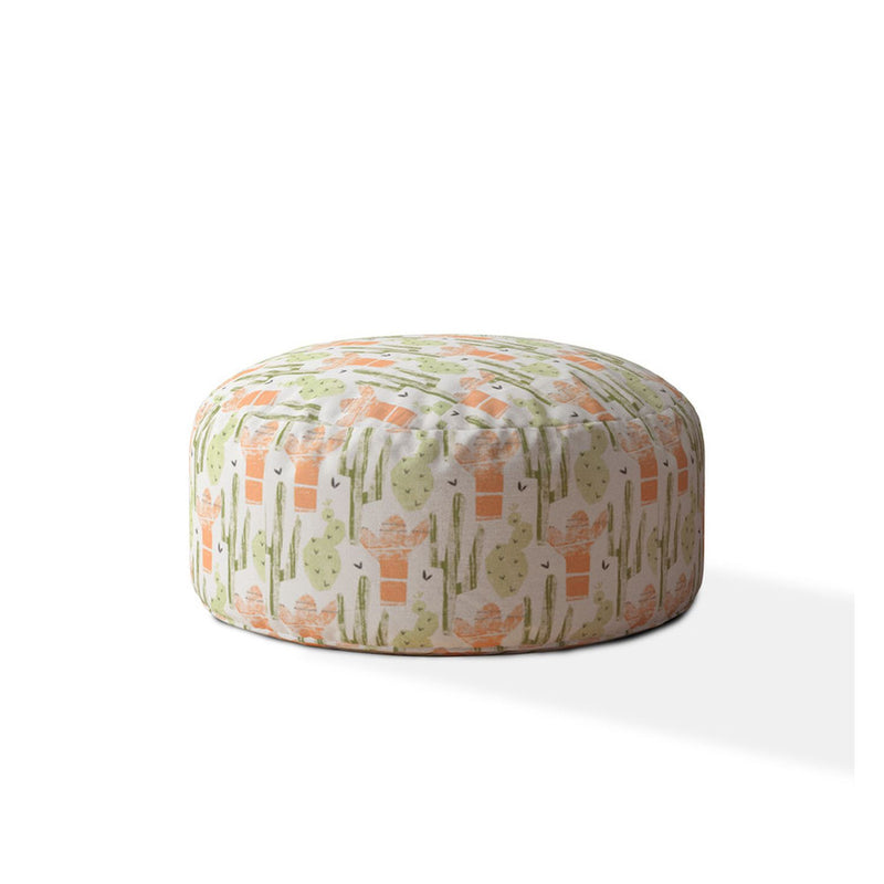 Home Outfitters 24" Orange Cotton Round Cactus Pouf Cover