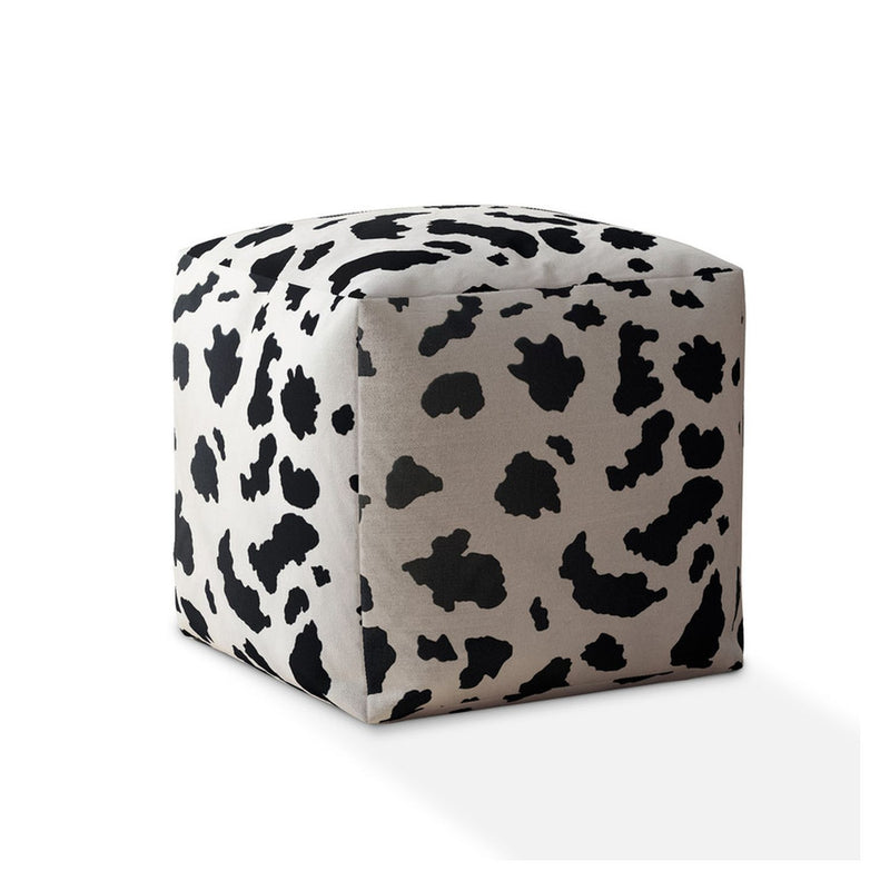 Home Outfitters 17" Black And White Twill Animal Print Pouf Cover