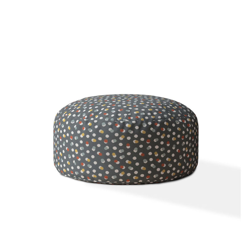 Home Outfitters 24" Blue Cotton Round Polka Dots Pouf Cover