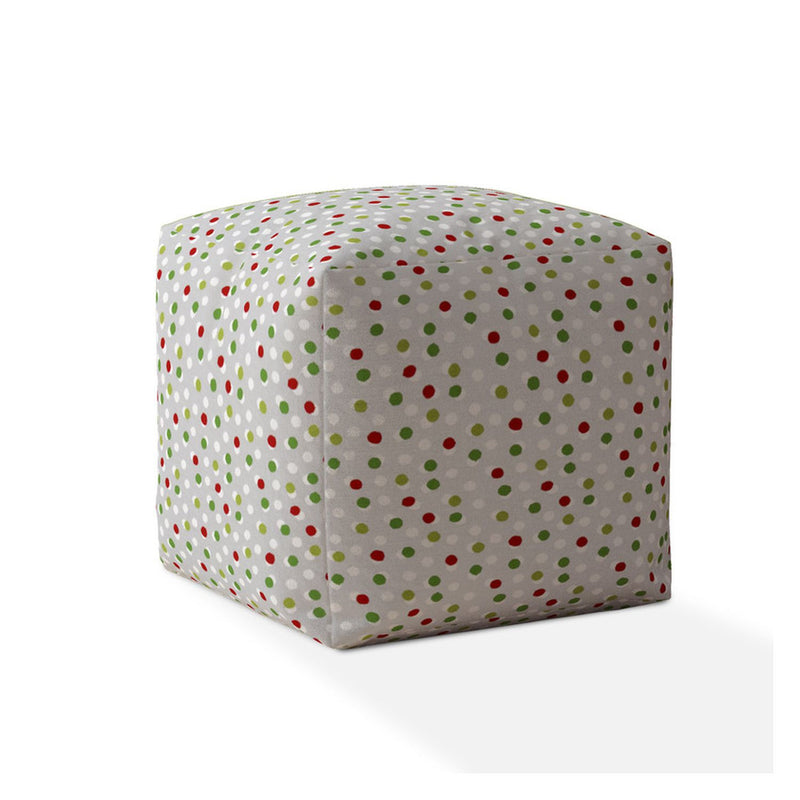 Home Outfitters 17" Green Cotton Polka Dots Pouf Cover