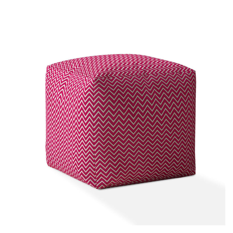 Home Outfitters 17" Pink Cotton Chevron Pouf Cover