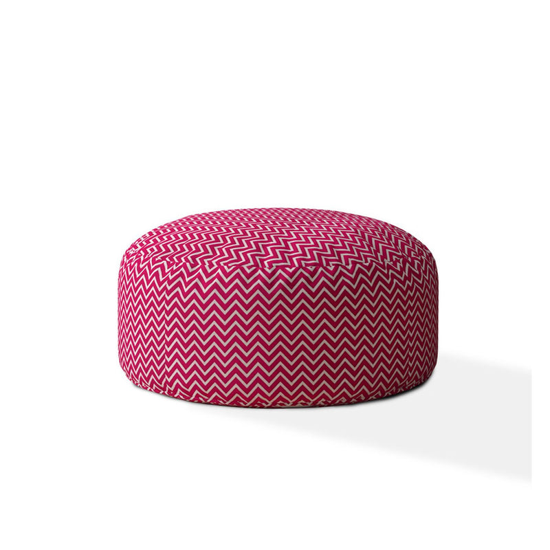 Home Outfitters 24" Pink Cotton Round Chevron Pouf Cover