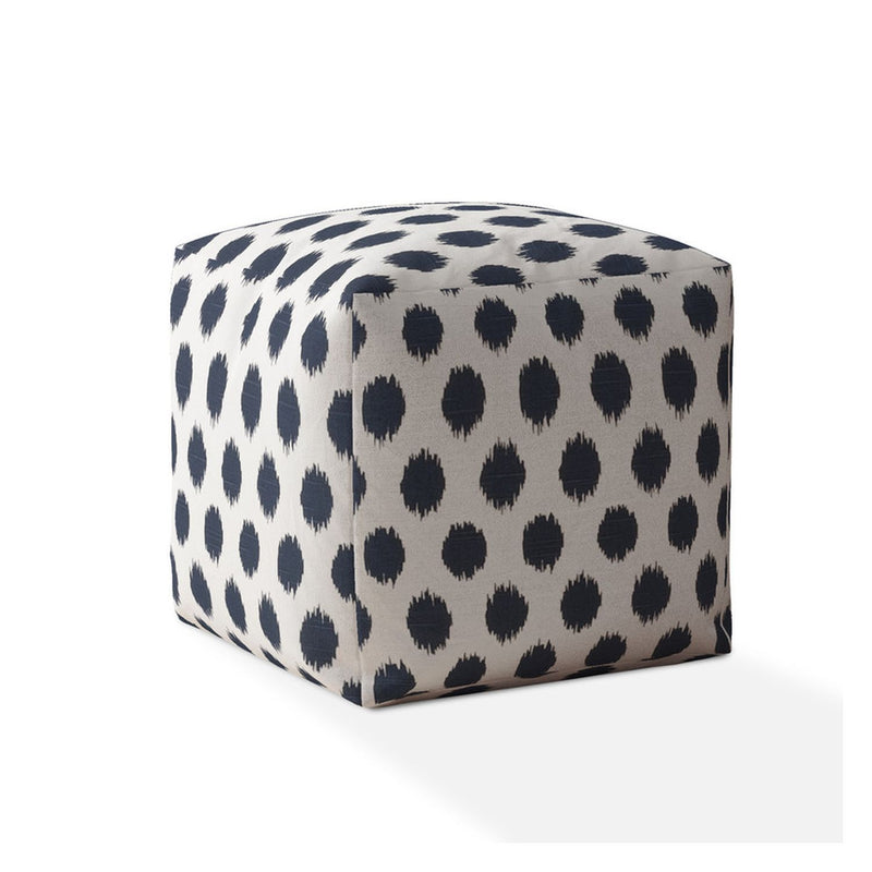 Home Outfitters 17" Blue And White Canvas Polka Dots Pouf Cover