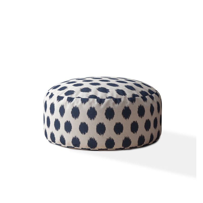 Home Outfitters 24" Blue And White Canvas Round Polka Dots Pouf Cover