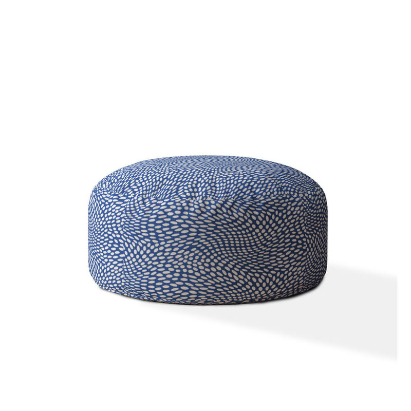 Home Outfitters 24" Blue And White Canvas Round Polka Dots Pouf Cover