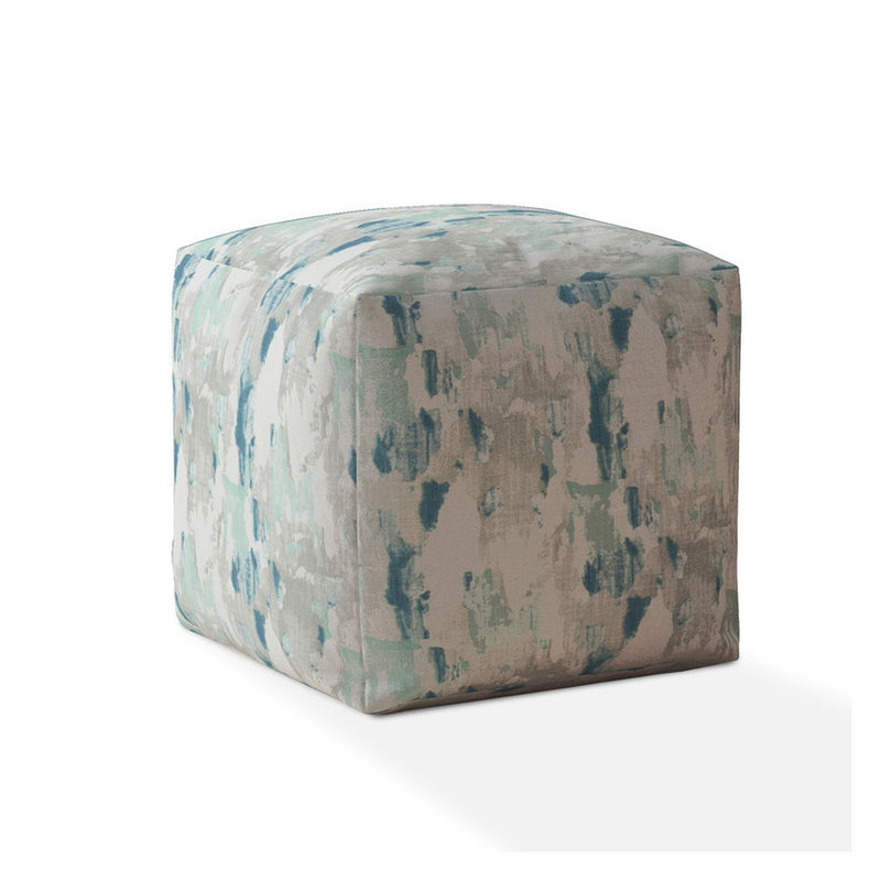 Home Outfitters 17" Blue And Gray Canvas Abstract Pouf Cover