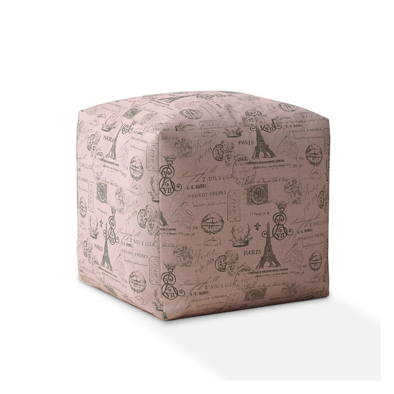 Home Outfitters 17" Pink Twill Paris Pouf Cover