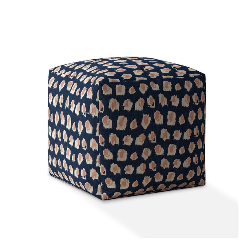 Home Outfitters 17" Blue Canvas Abstract Pouf Cover