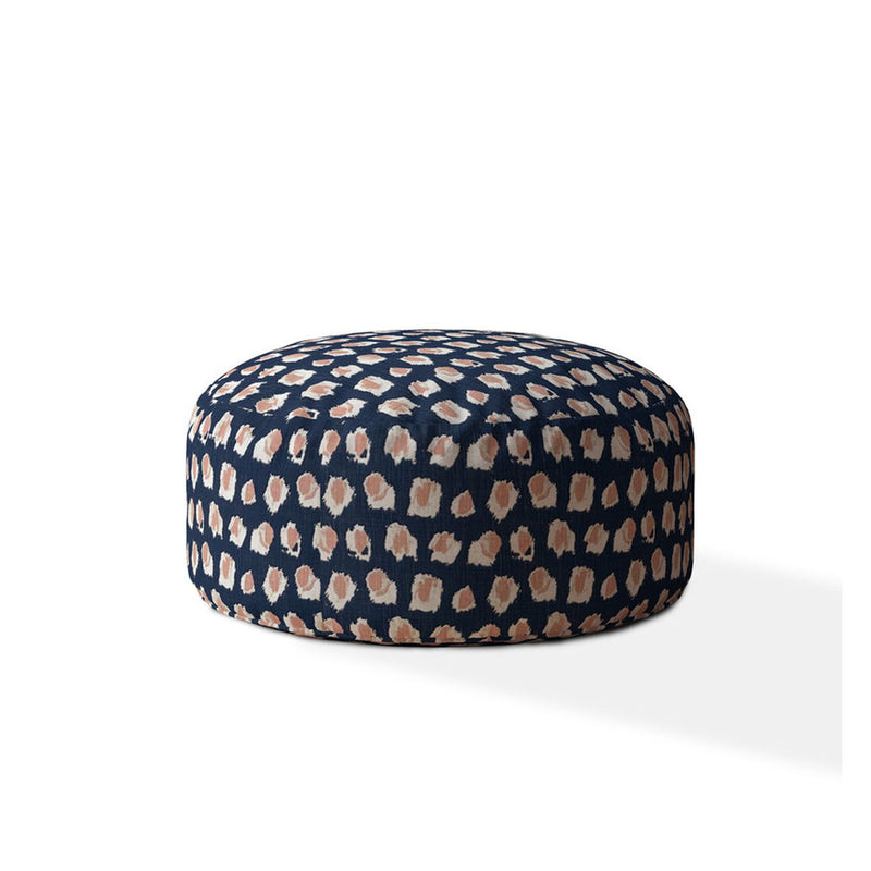 Home Outfitters 24" Blue Canvas Round Abstract Pouf Cover