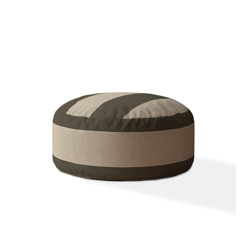 Home Outfitters 24" Green Cotton Round Striped Pouf Cover