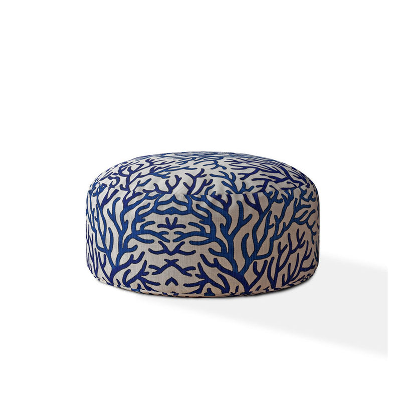 Home Outfitters 24" Blue Canvas Round Abstract Pouf Cover