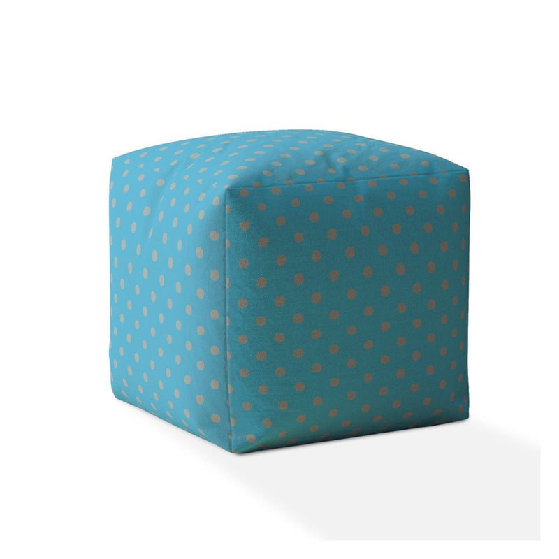 Home Outfitters 17" Blue And Gray Cotton Polka Dots Pouf Cover