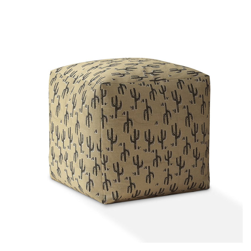 Home Outfitters 17" Beige Cotton Cactus Pouf Cover