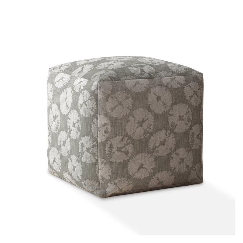 Home Outfitters 17" Gray Canvas Abstract Pouf Cover