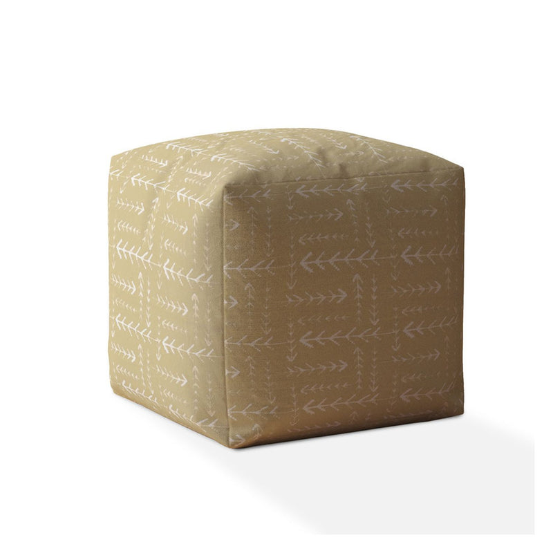 Home Outfitters 17" Beige Cotton Abstract Pouf Cover