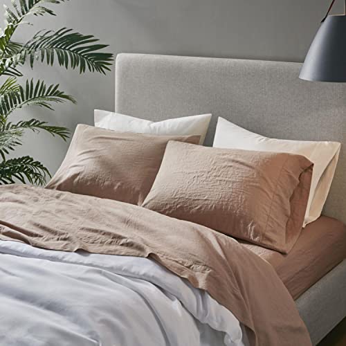 Madison Park Linen Blend Cotton and Linen Pillowcase with Warm Taupe MP21-7885