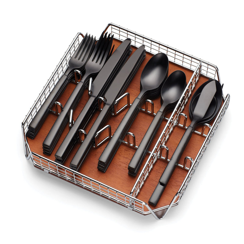 Cambridge Silversmiths Gailann Black Satin 45-piece Flatware Set