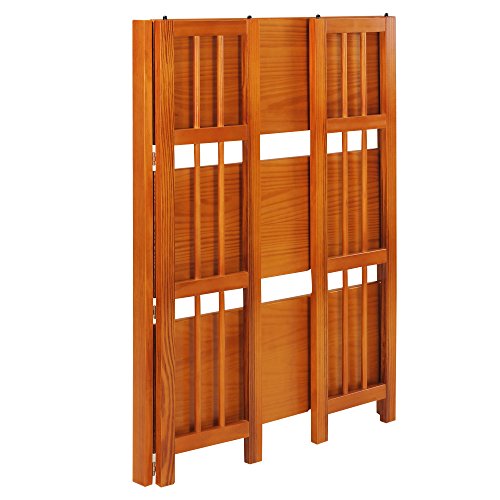 Casual Home 3-Shelf Folding Stackable Bookcase (27.5" Wide)-Honey Oak